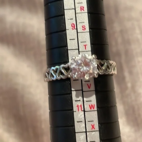 Sterling Silver Heart Engagement Ring 925 Size 10 - Picture 4 of 8